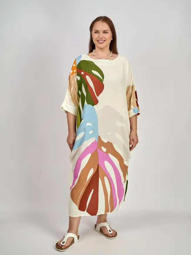 Платье лист Монстеры (молоко) ЭТТО ПЛЮС 2321-1 фото 2