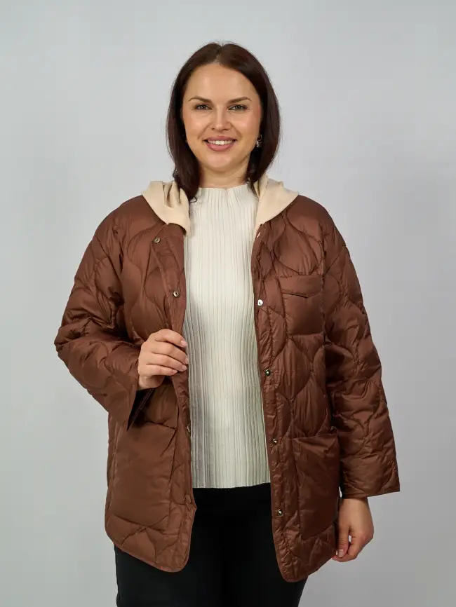 Куртка лёгкая с вязаным капюшоном 2207 фото 1