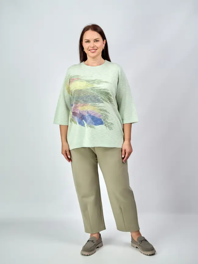 Джемпер облегченный с принтом 1006 Размер 50-58 фото 16