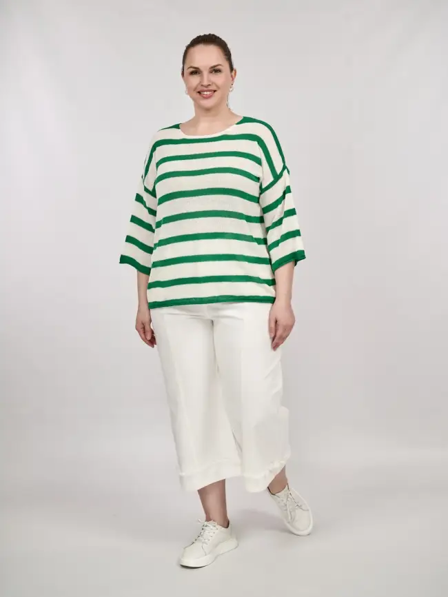 Джемпер облегченный в полоску ЭттоПлюс 25107 Размер 54-58 фото 16