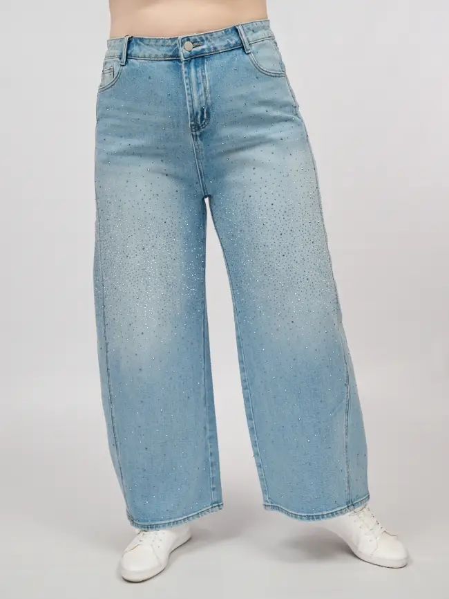 Джинсы в стразах 6788 Размеры 52-58 фото 15