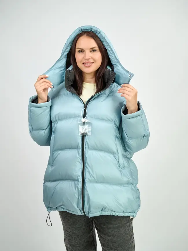 Пуховик зимний 9903 удлиненный (голубой) уценка фото 1