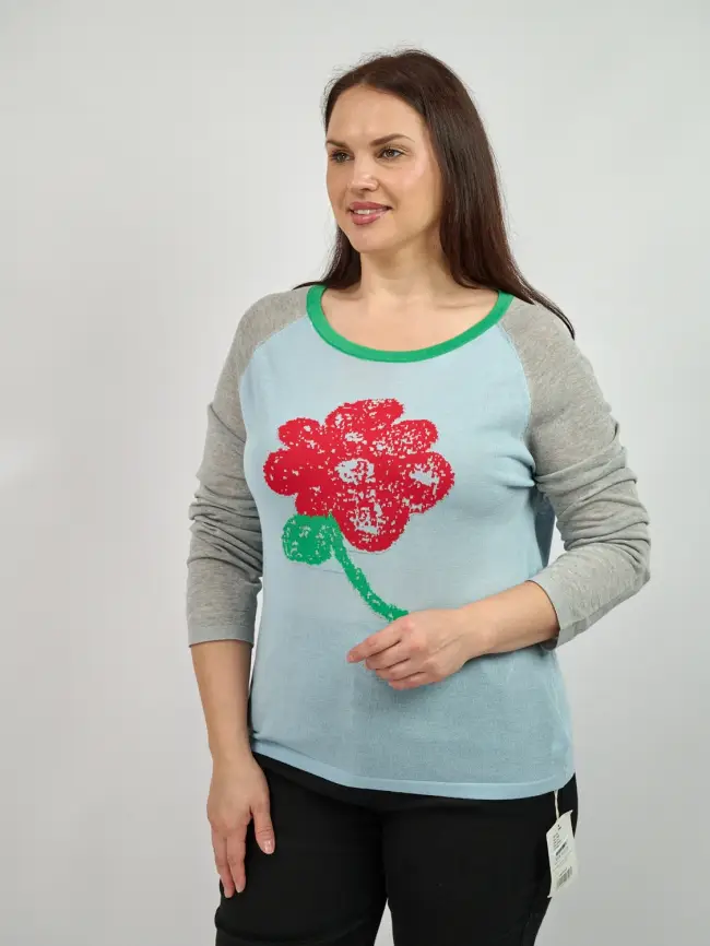 Джемпер с цветком 22917 размер 50- 58 фото 4