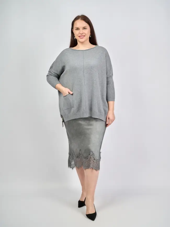 Юбка с кружевом 6292 Италия Размер 46-54 фото 22