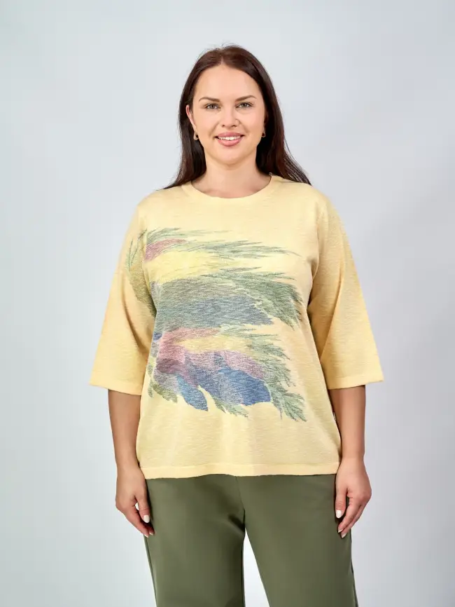 Джемпер облегченный с принтом 1006 Размер 50-58 фото 1