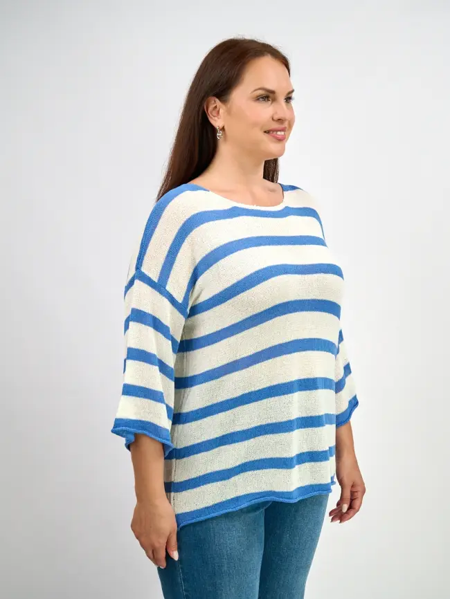 Джемпер облегченный в полоску ЭттоПлюс 25107 Размер 54-58 фото 3