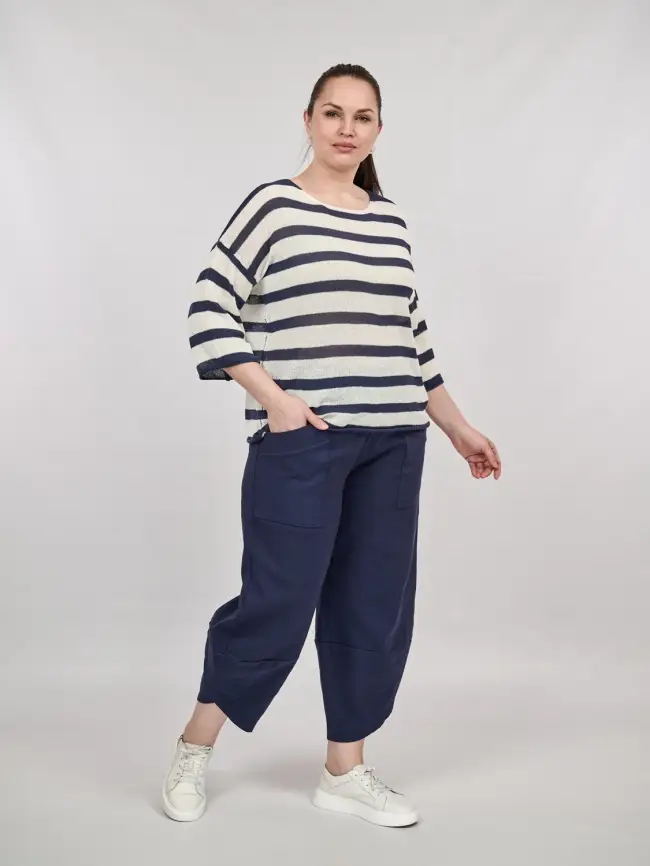 Джемпер облегченный в полоску ЭттоПлюс 25107 Размер 54-58 фото 44