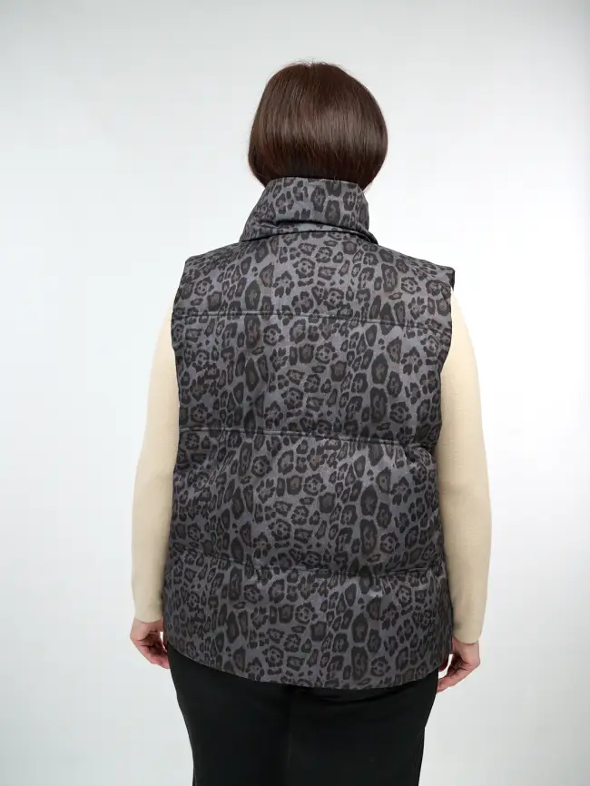 Жилет теплый леопардовый 18401 Размер 48-54 фото 15