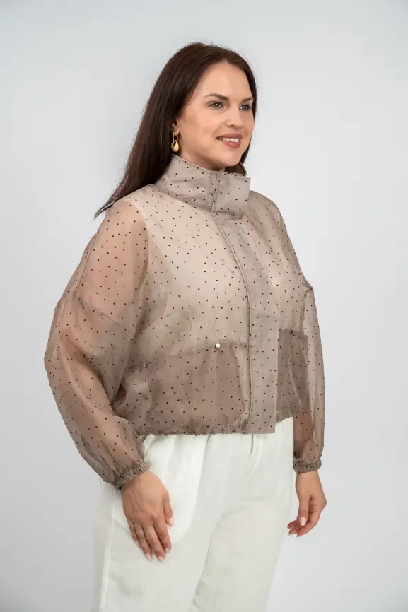 Ветровка-пыльник в горох 6703 Размер 50-58 фото 17